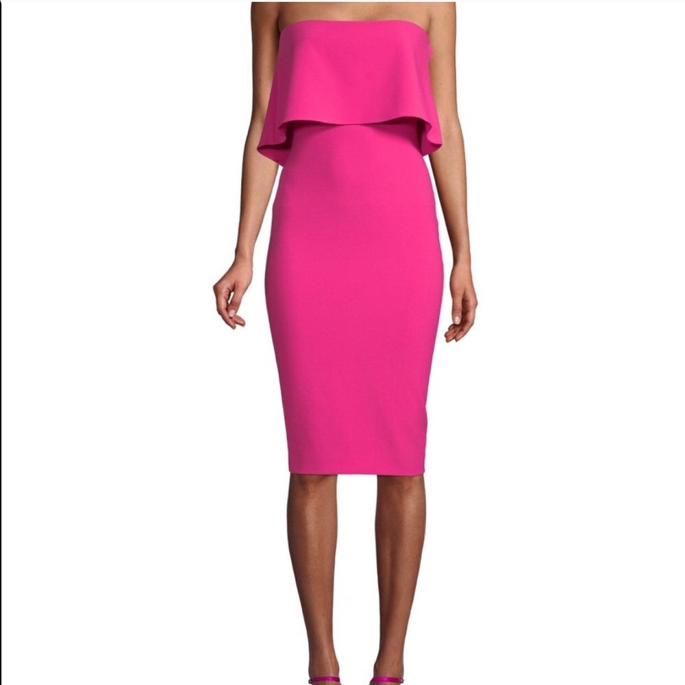 RARE Likely Drigggs Strapless Dress Fuchsia - Picture 2 of 3